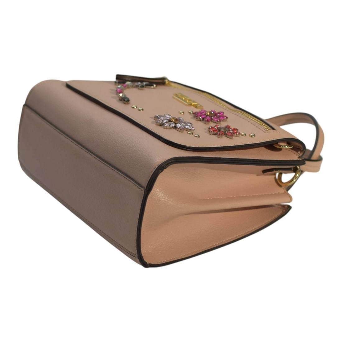 My Twin Twinset Nude Pink Embellished Handbag with Detachable Pouch & Strap - 12