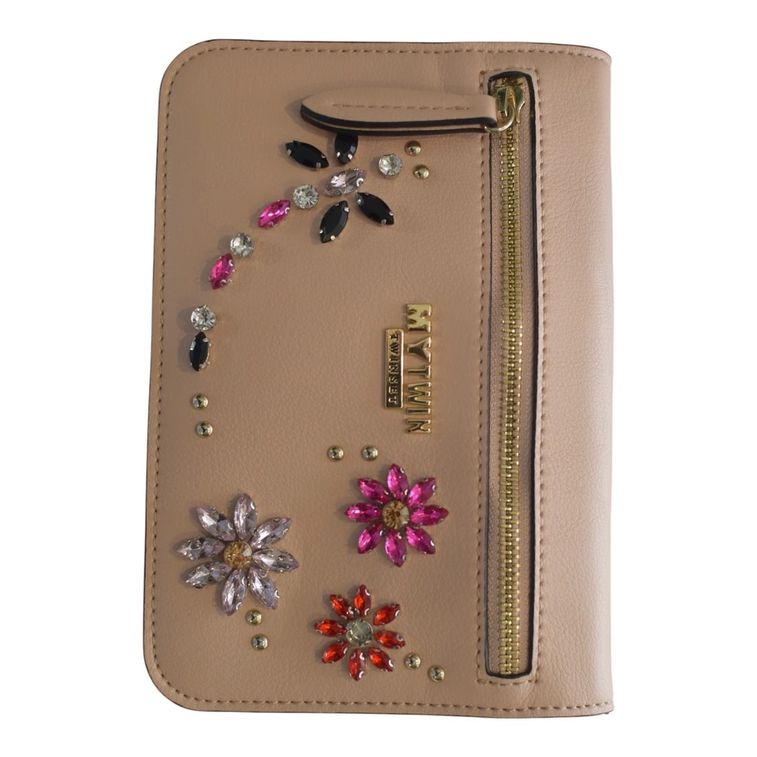 My Twin Twinset Nude Pink Embellished Handbag with Detachable Pouch & Strap - 2