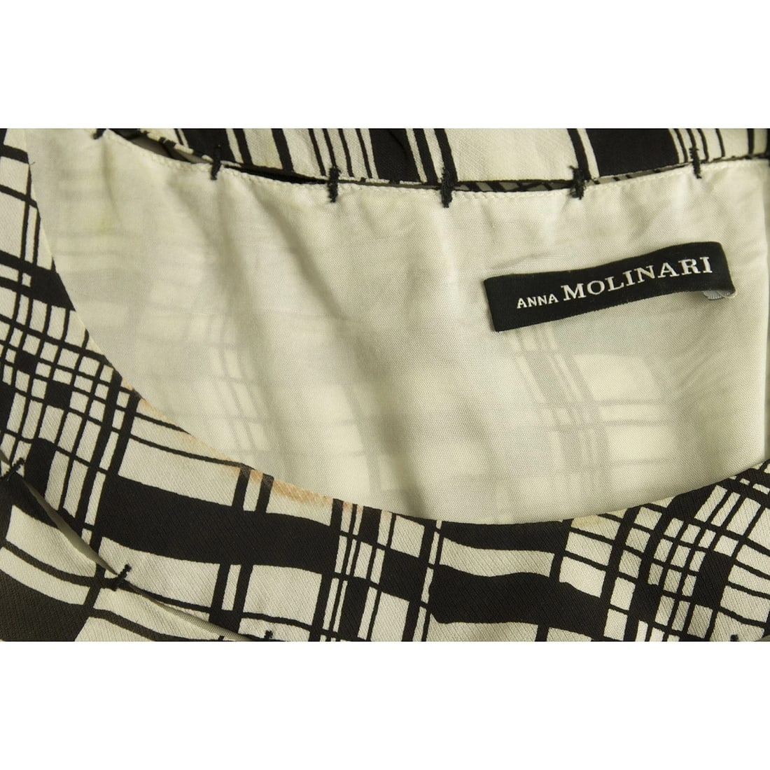 Anna Molinari Geometrical Printed Black White Silk Draped mini Dress - 5