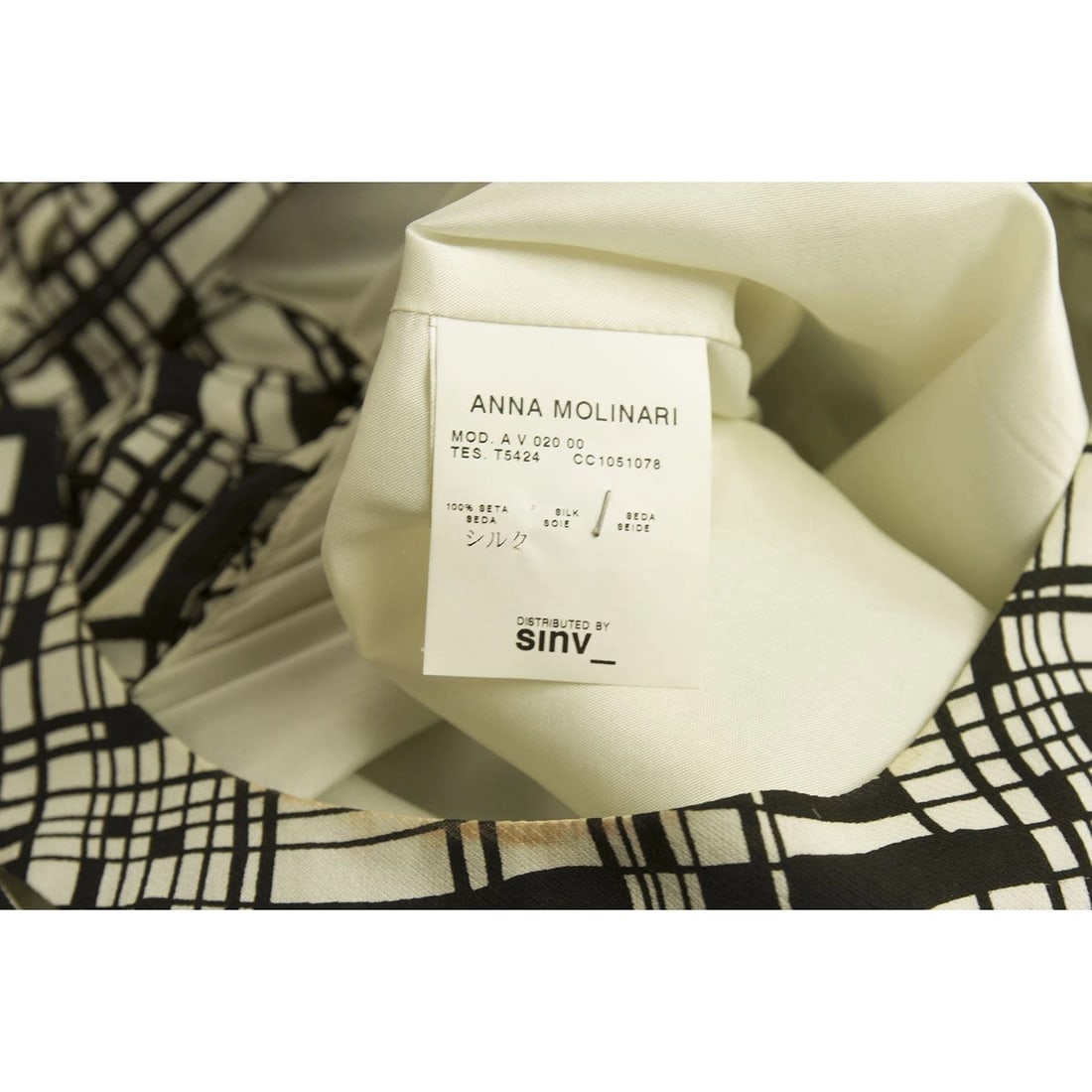 Anna Molinari Geometrical Printed Black White Silk Draped mini Dress - 6