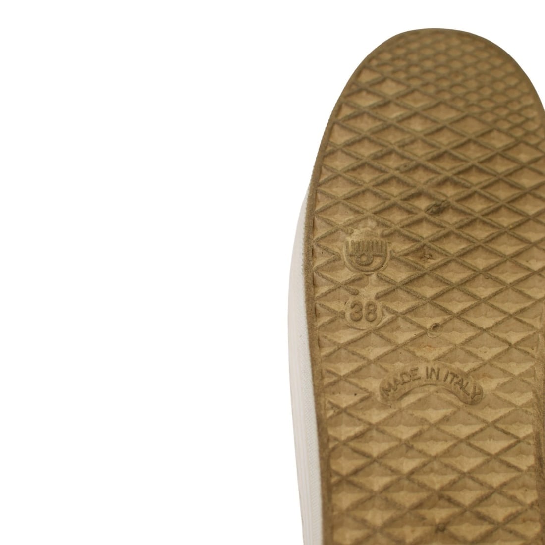 Chiara Ferragni White Leather Sneakers “Flirting” Logo Glitter Flatform 38 US 8 - 10