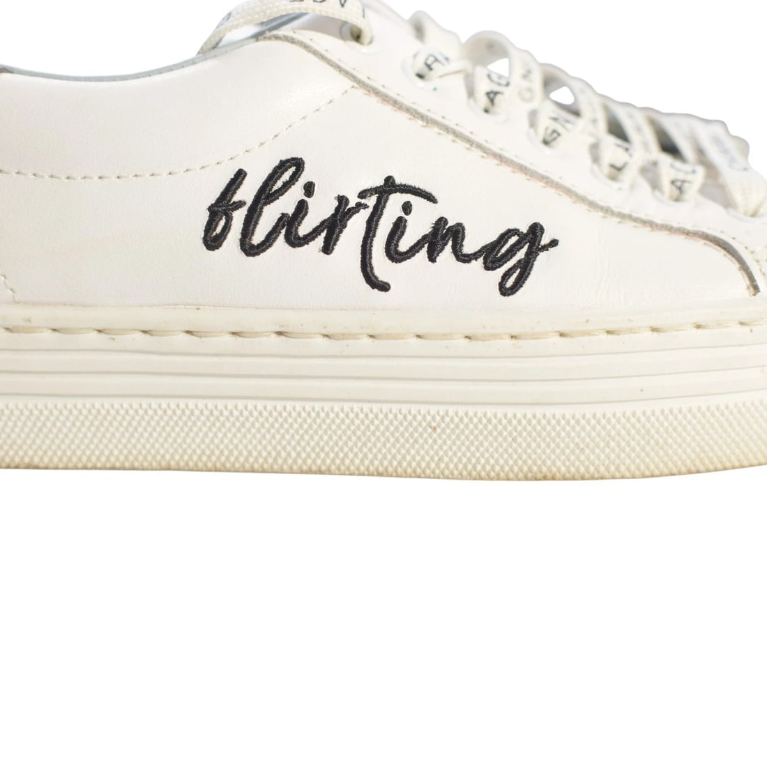 Chiara Ferragni White Leather Sneakers “Flirting” Logo Glitter Flatform 38 US 8 - 12