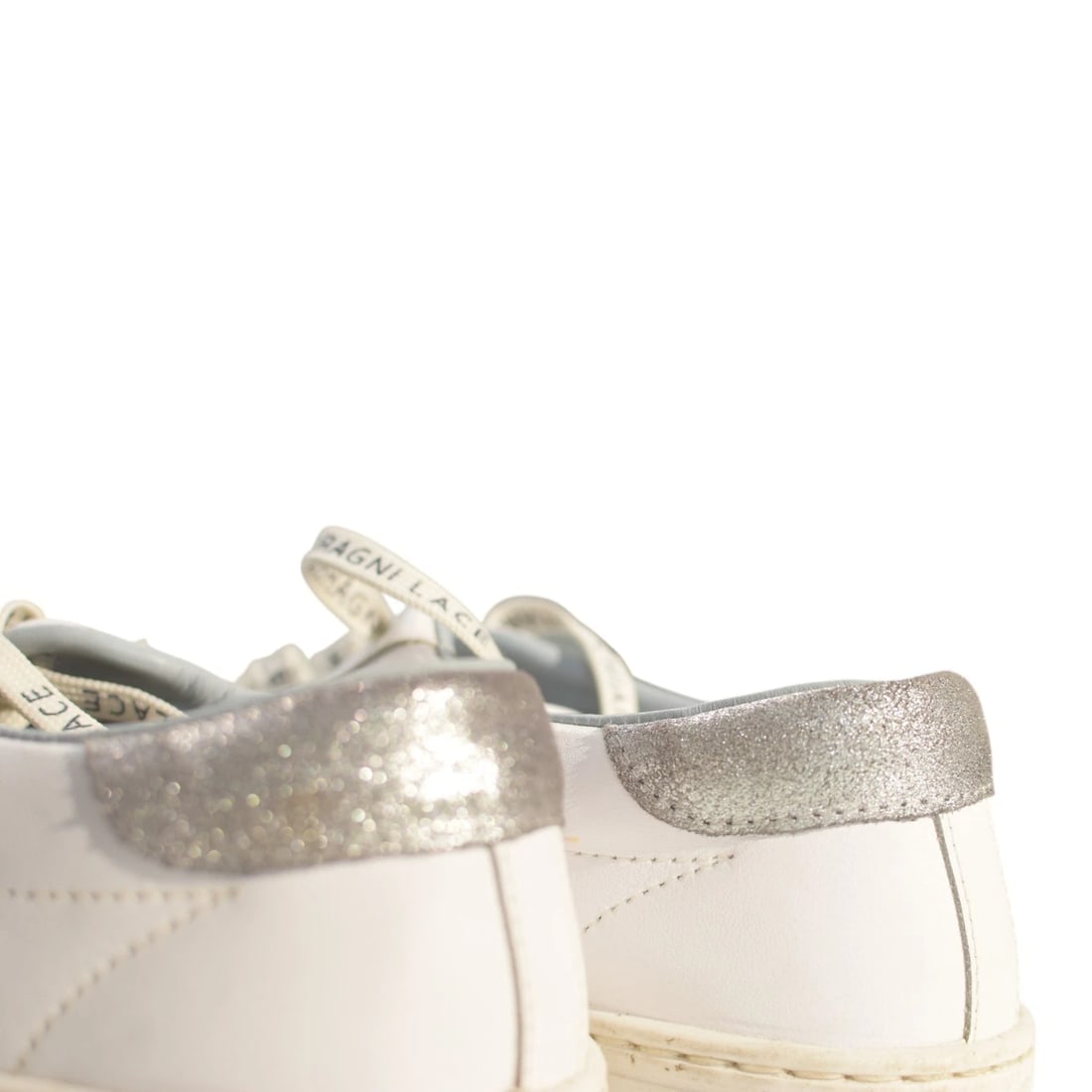 Chiara Ferragni White Leather Sneakers “Flirting” Logo Glitter Flatform 38 US 8 - 13
