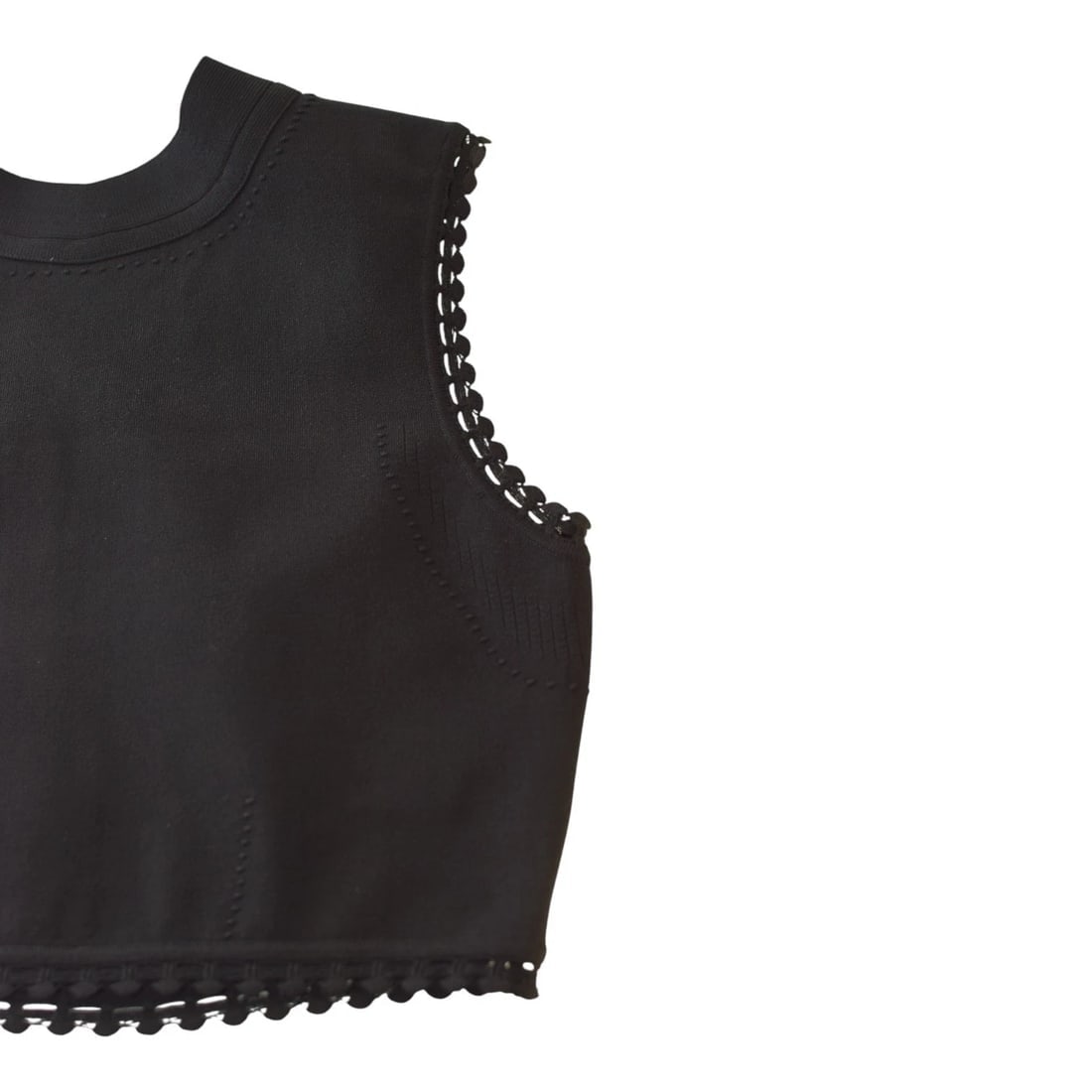 VB Body Victoria Beckham Black Scallop Trim Crop Top & Flared Midi Skirt Set 6 - 10