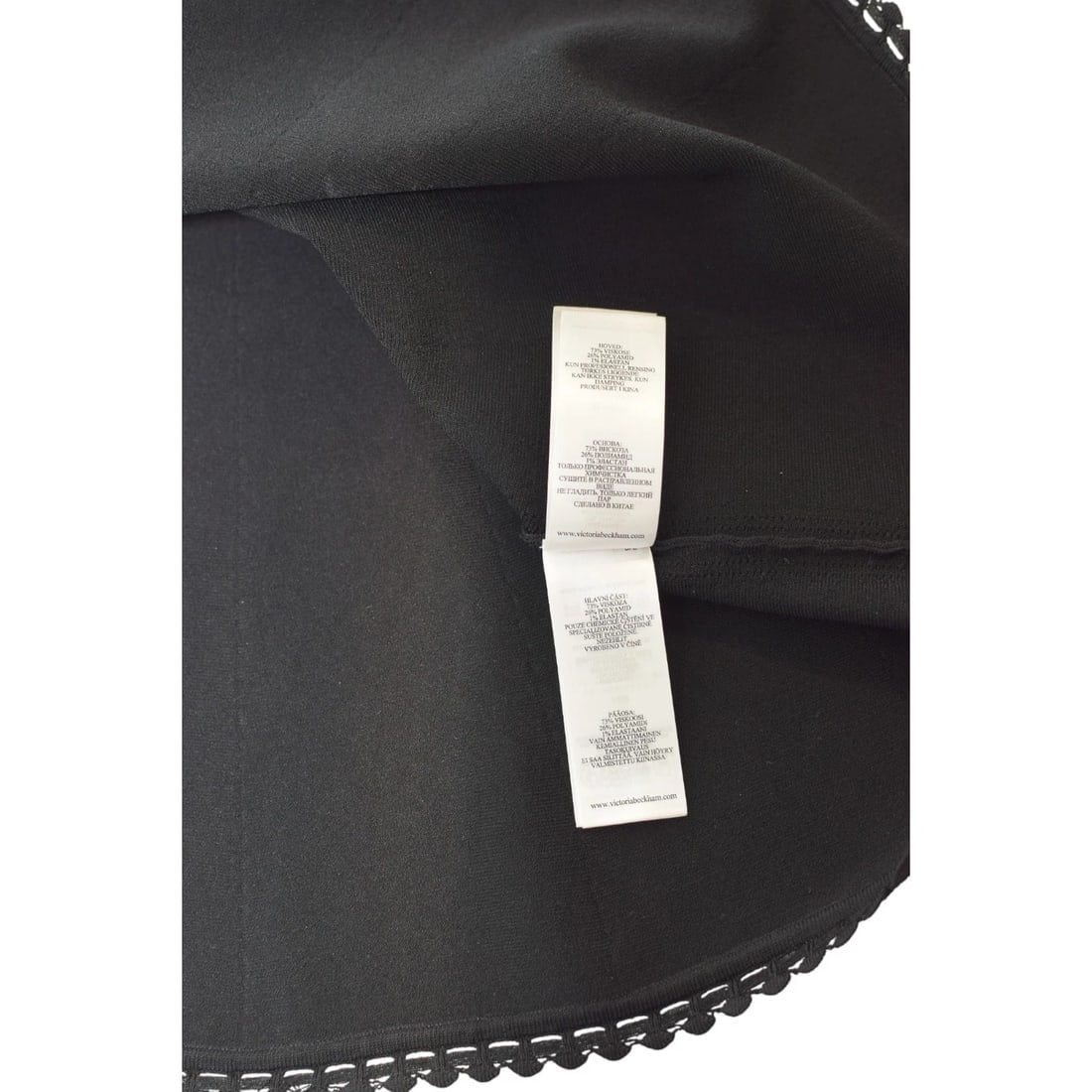 VB Body Victoria Beckham Black Scallop Trim Crop Top & Flared Midi Skirt Set 6 - 18