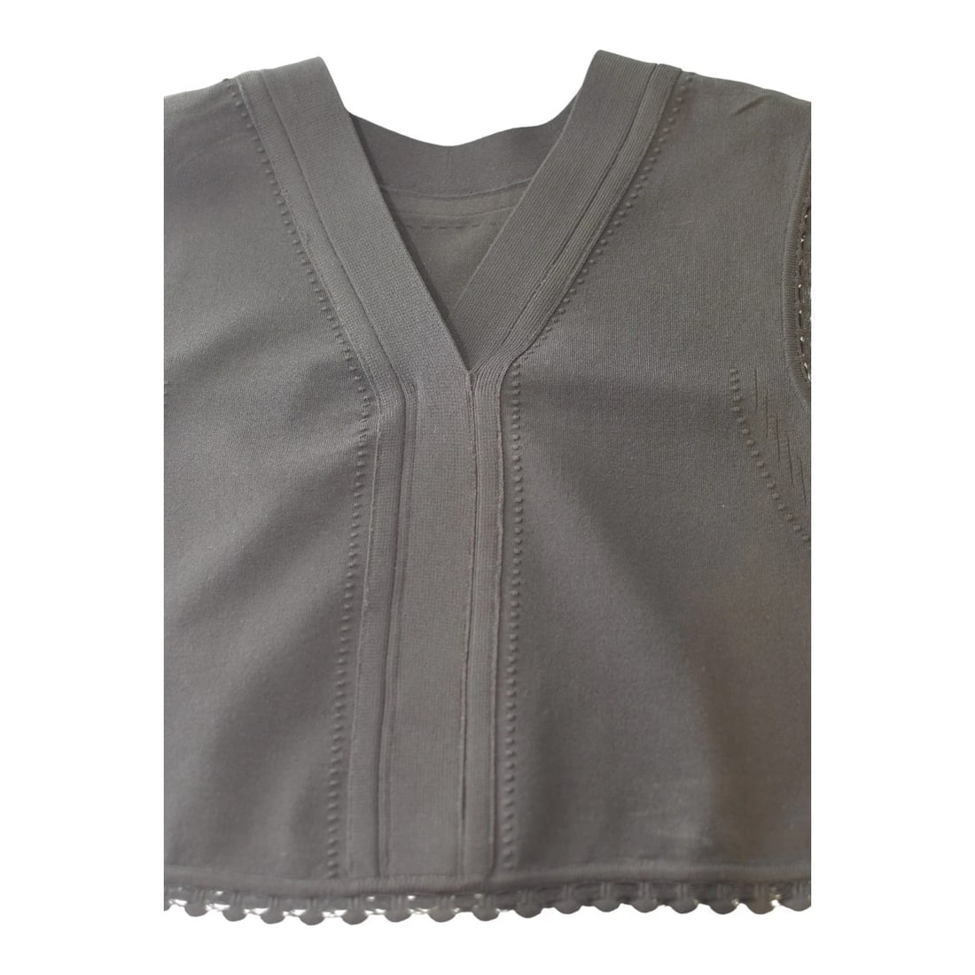 VB Body Victoria Beckham Black Scallop Trim Crop Top & Flared Midi Skirt Set 6 - 9