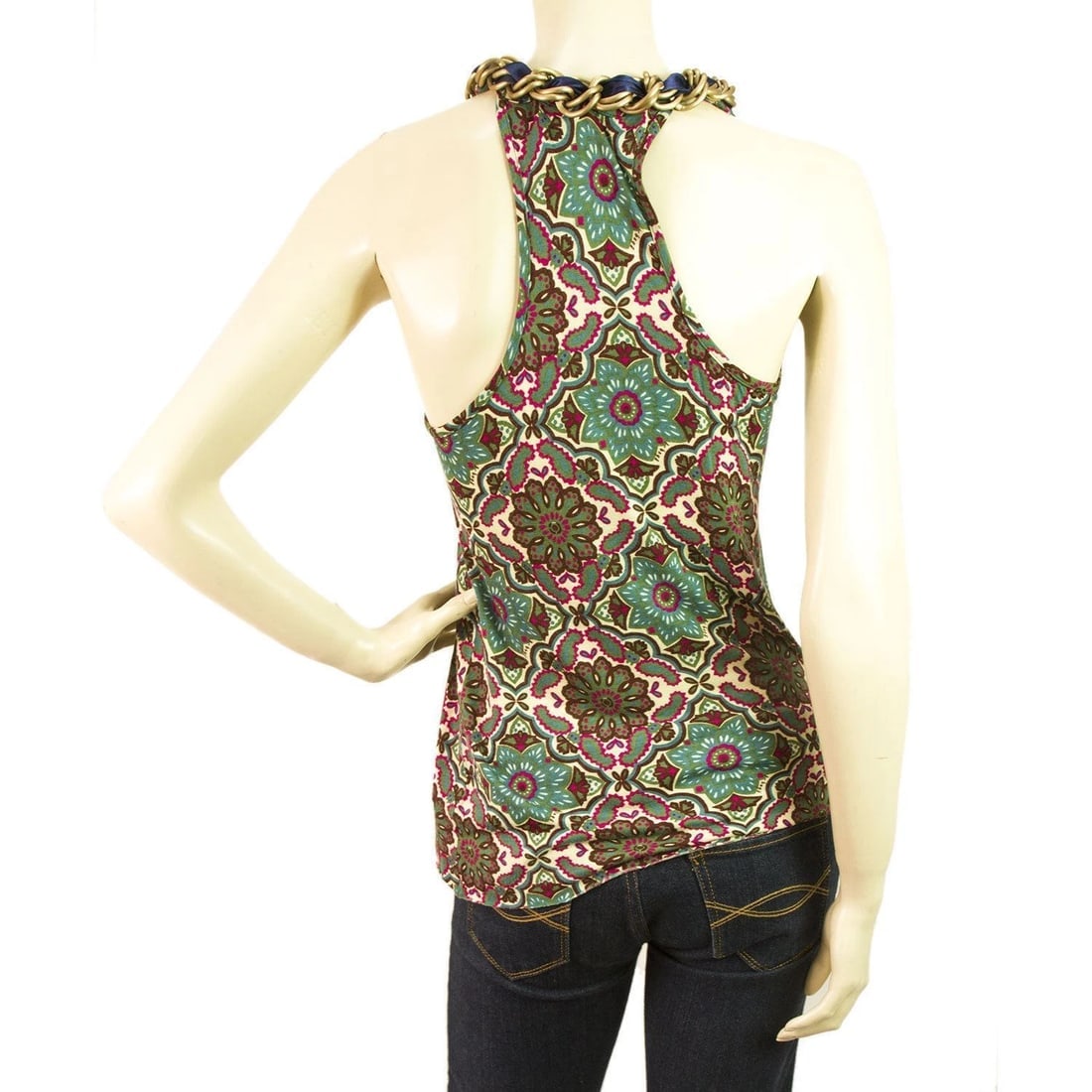 t-bags Los Angeles multicolored floral Cami Top Blouse Sz XS w. Chain - 3