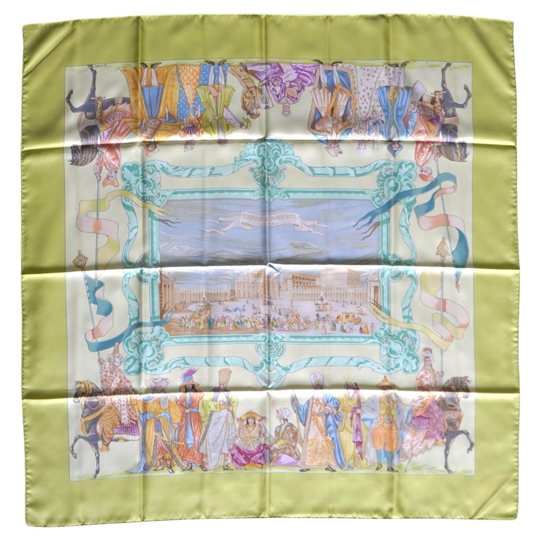 Hermes Yellow Silk scarf by Jean-Christophe Donnadieu: Hermes scarf carre 90 yellow Turqvieries En L’Honneur de Mr et T. Silk scarf by Jean-christophe Donnadieu Great condition Comes with box Reserve: $380.00 