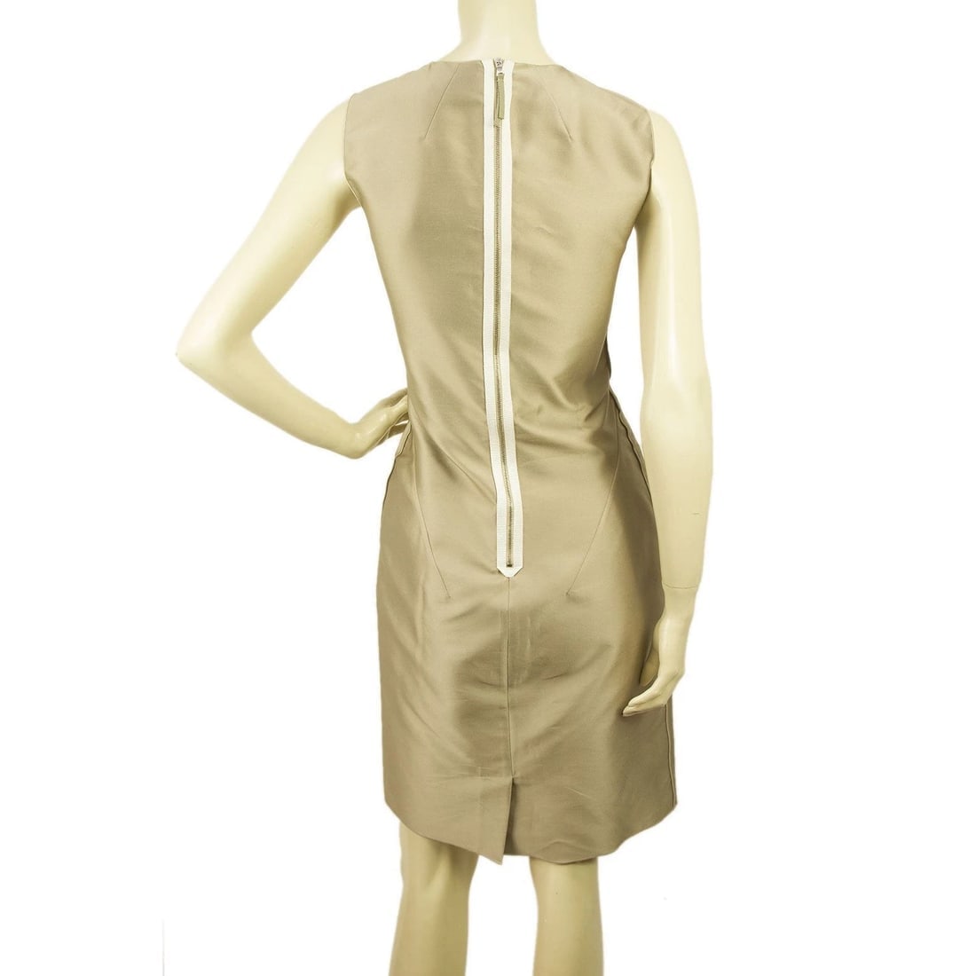Dolce & Gabbana Metallic Beige Unhemmed Knee Length Sleeveless Tank Dress Sz 42 - 2