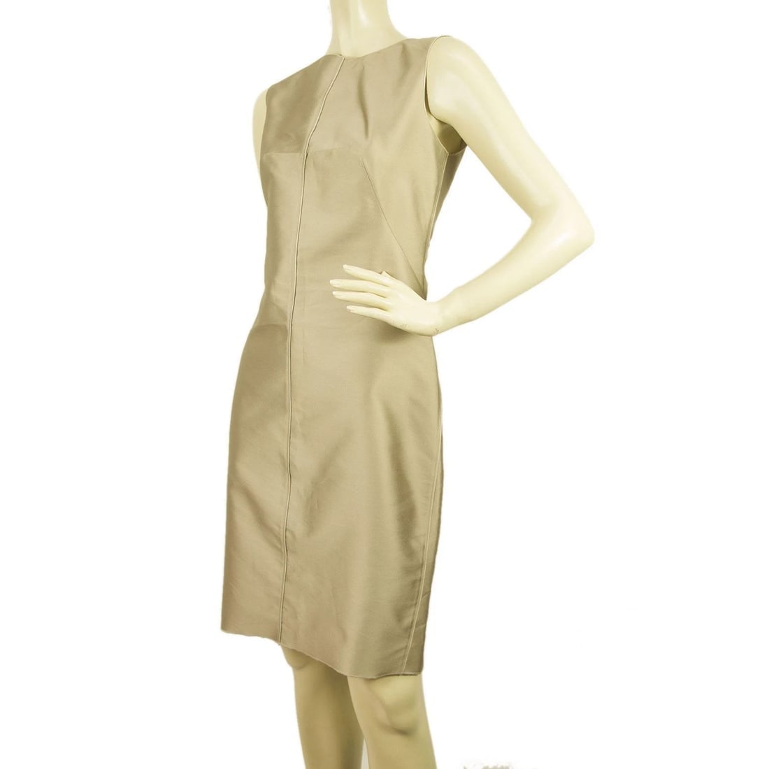 Dolce & Gabbana Metallic Beige Unhemmed Knee Length Sleeveless Tank Dress Sz 42 - 3