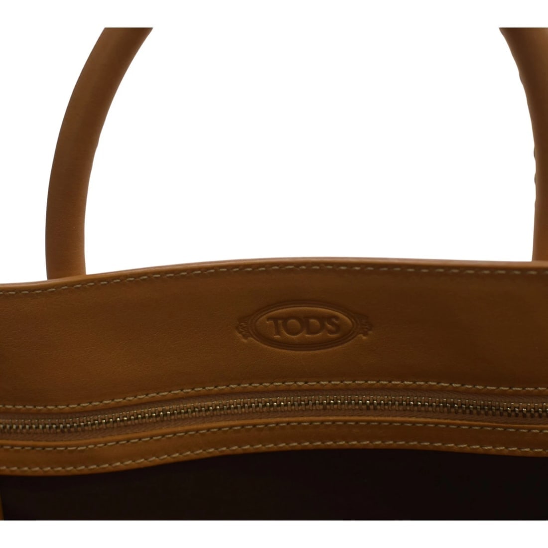 Tod's Caramel Leather Contrast stitching Top Handle Shoulder bag Handbag - 14