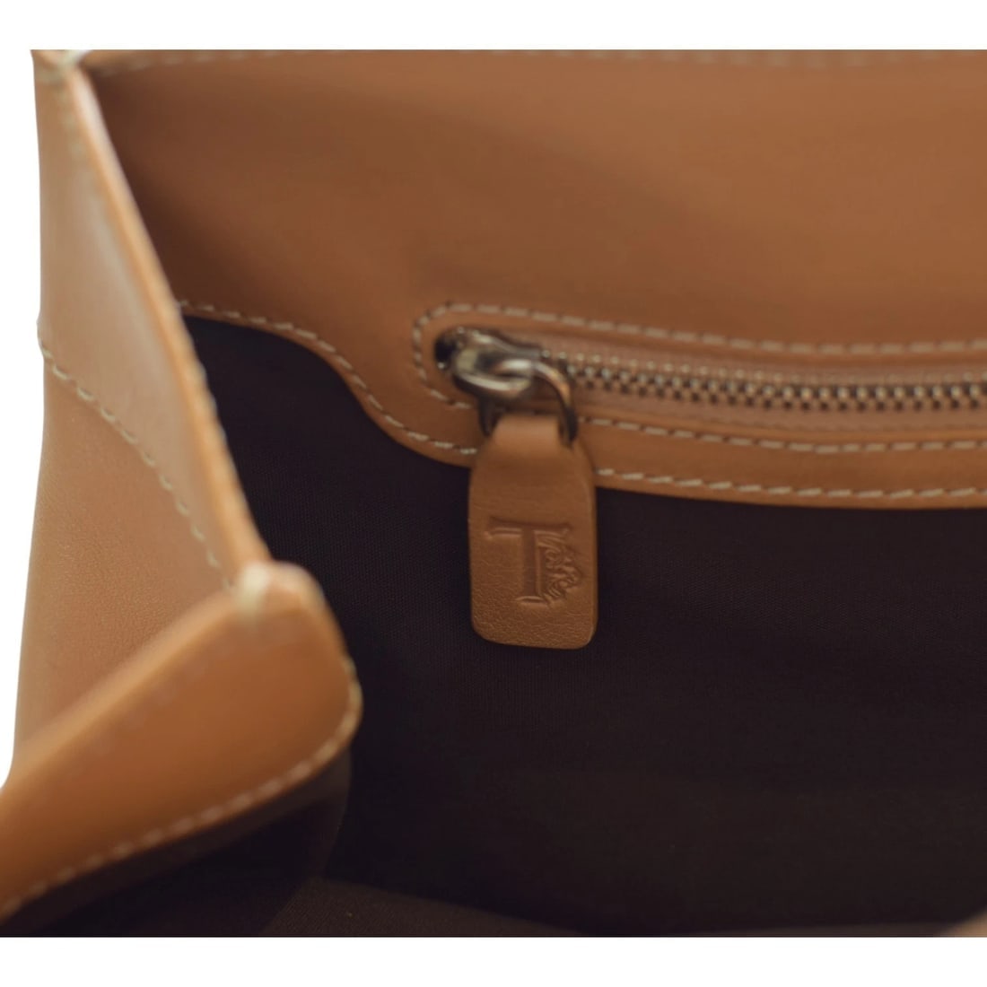 Tod's Caramel Leather Contrast stitching Top Handle Shoulder bag Handbag - 15