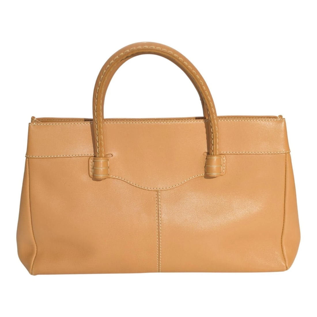 Tod's Caramel Leather Contrast stitching Top Handle Shoulder bag Handbag - 2
