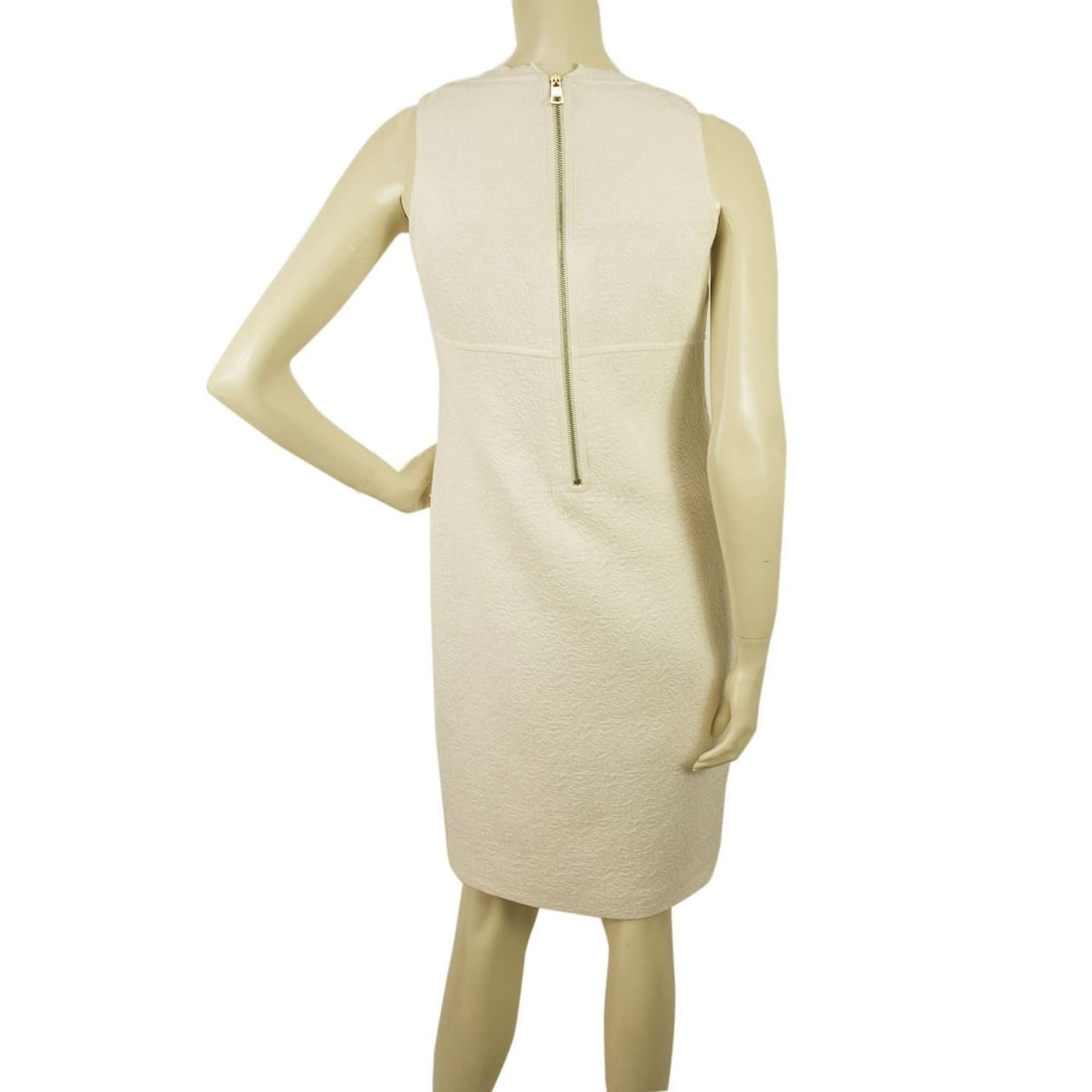 Anna Molinari Mini Length White Cotton Jacquard Tulip Dress Size 40 Black Button - 2