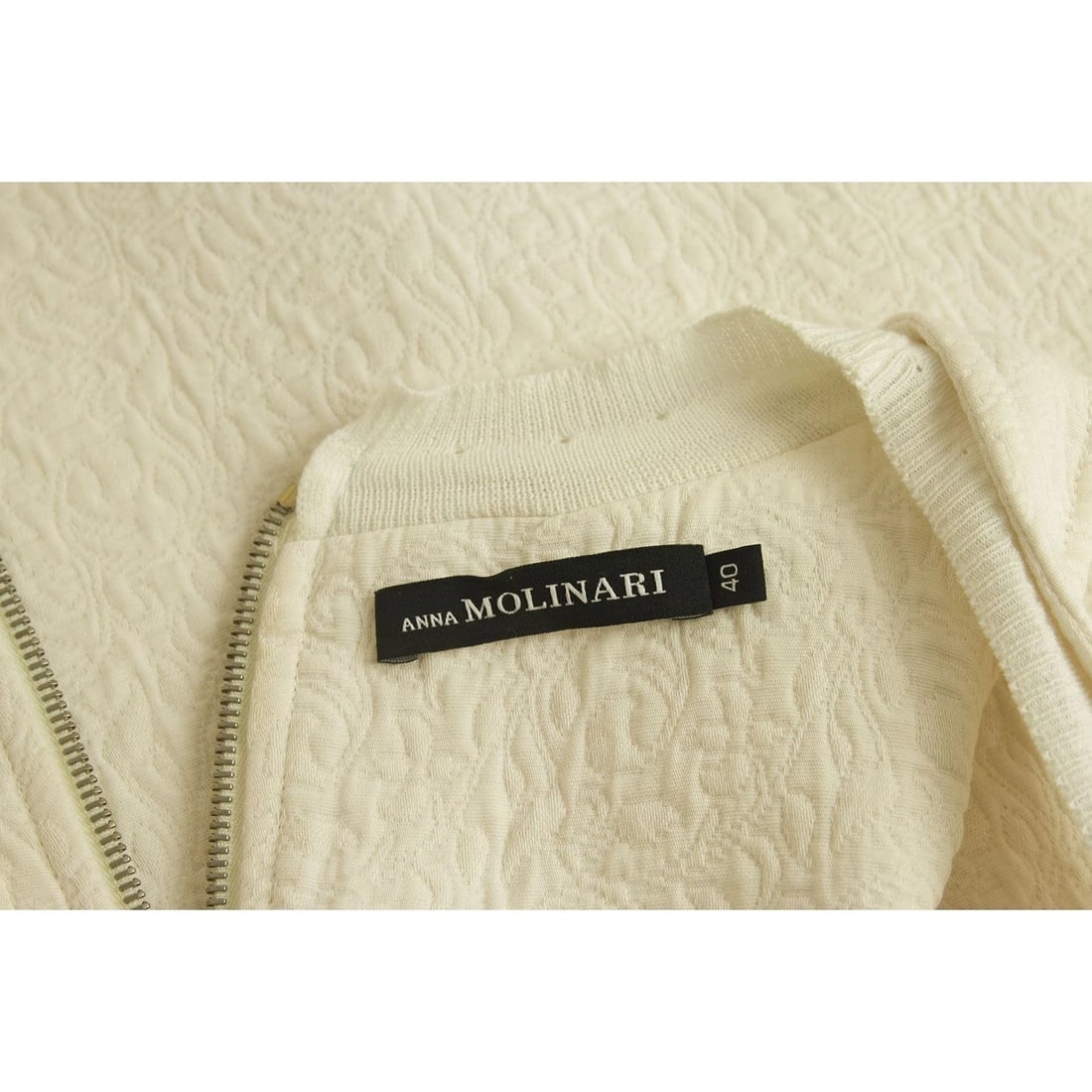 Anna Molinari Mini Length White Cotton Jacquard Tulip Dress Size 40 Black Button - 5