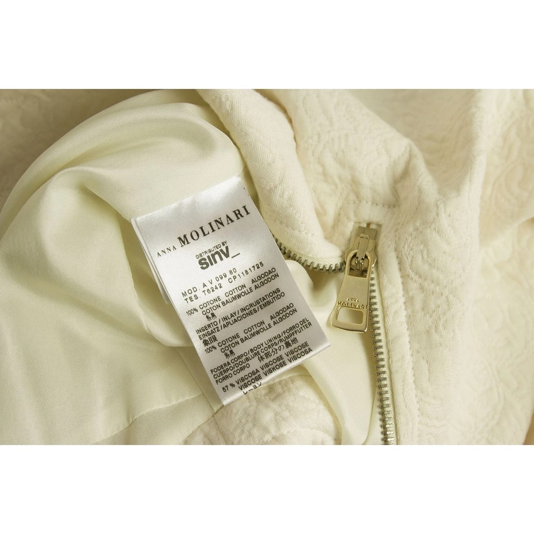 Anna Molinari Mini Length White Cotton Jacquard Tulip Dress Size 40 Black Button - 6