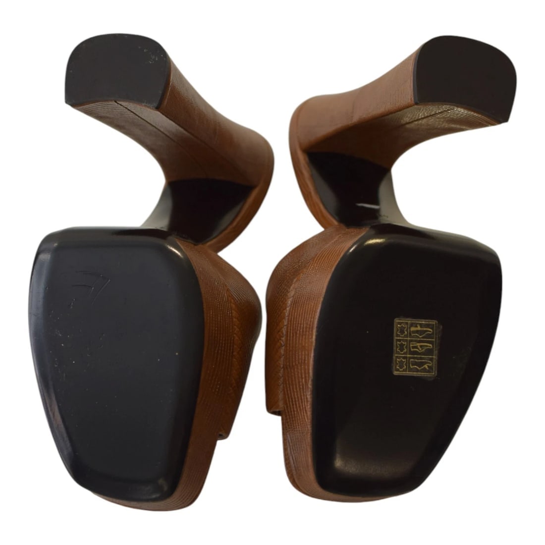 Saint Laurent Boogie 110 lizard-effect caramel brown leather platform YSL mules - 7