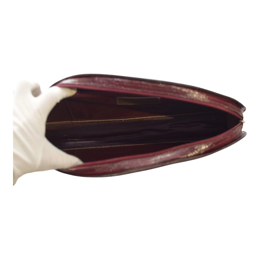 Vergani Vintage Half-Moon Extyra Large Clutch Burgundy Lizard-Embossed Leather - 10