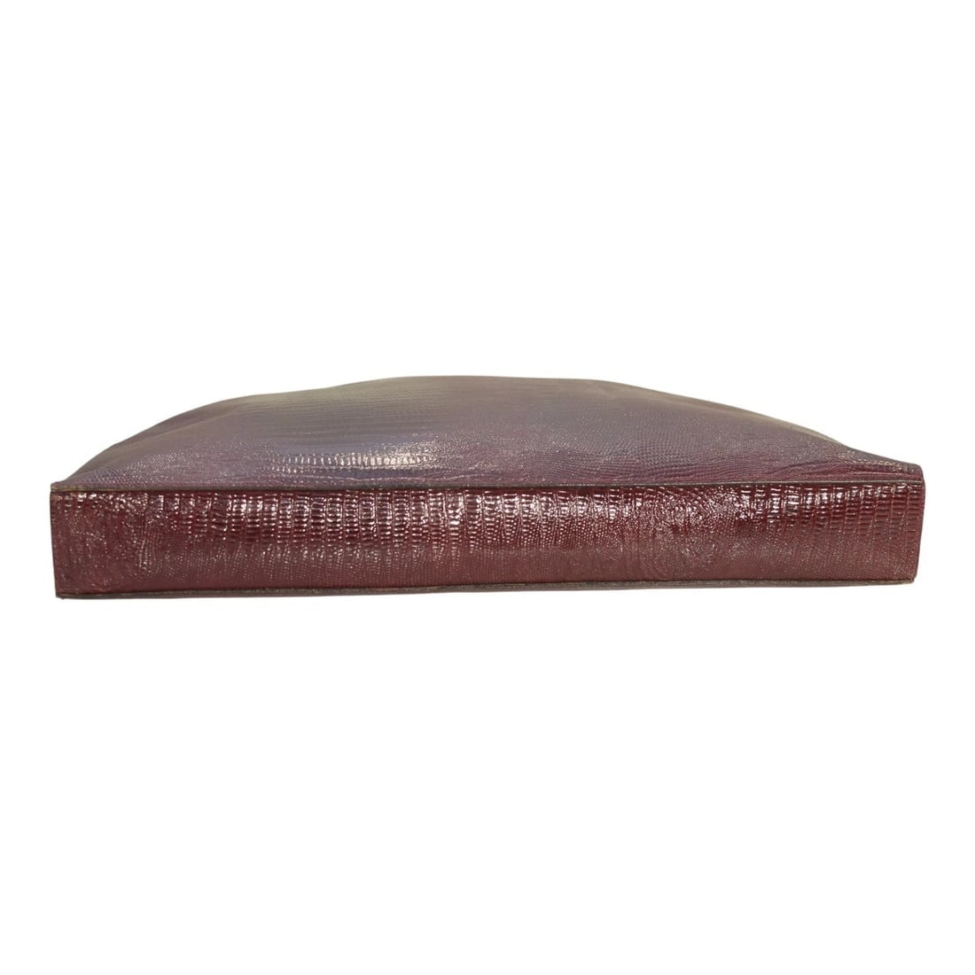 Vergani Vintage Half-Moon Extyra Large Clutch Burgundy Lizard-Embossed Leather - 15