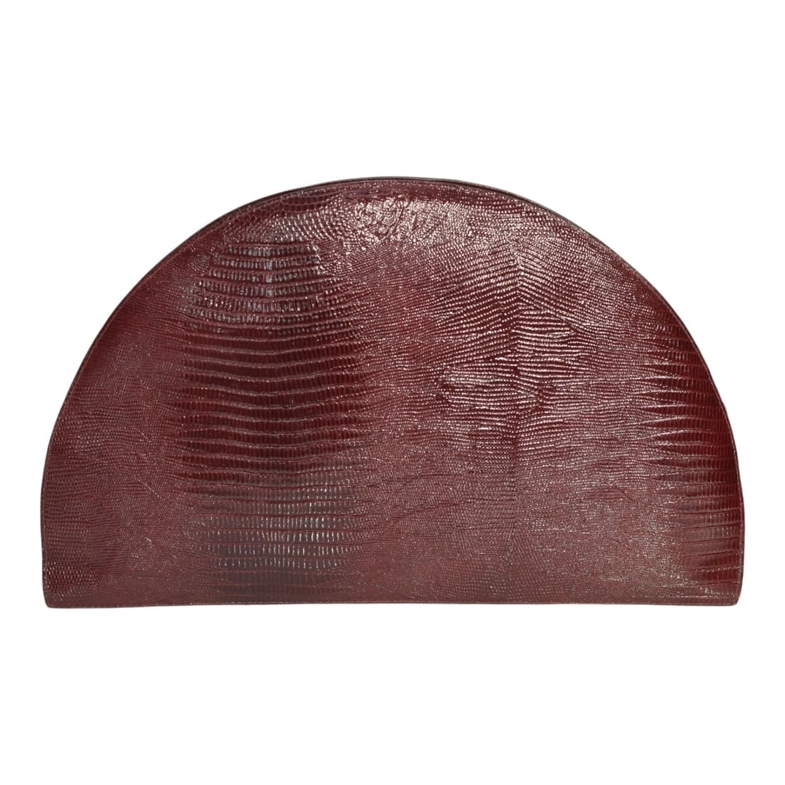 Vergani Vintage Half-Moon Extyra Large Clutch Burgundy Lizard-Embossed Leather - 2