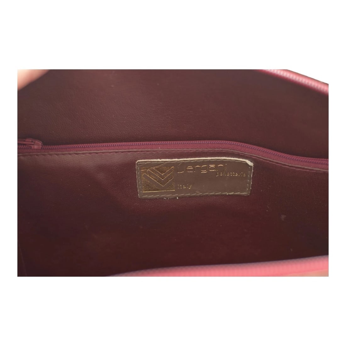 Vergani Vintage Half-Moon Extyra Large Clutch Burgundy Lizard-Embossed Leather - 9