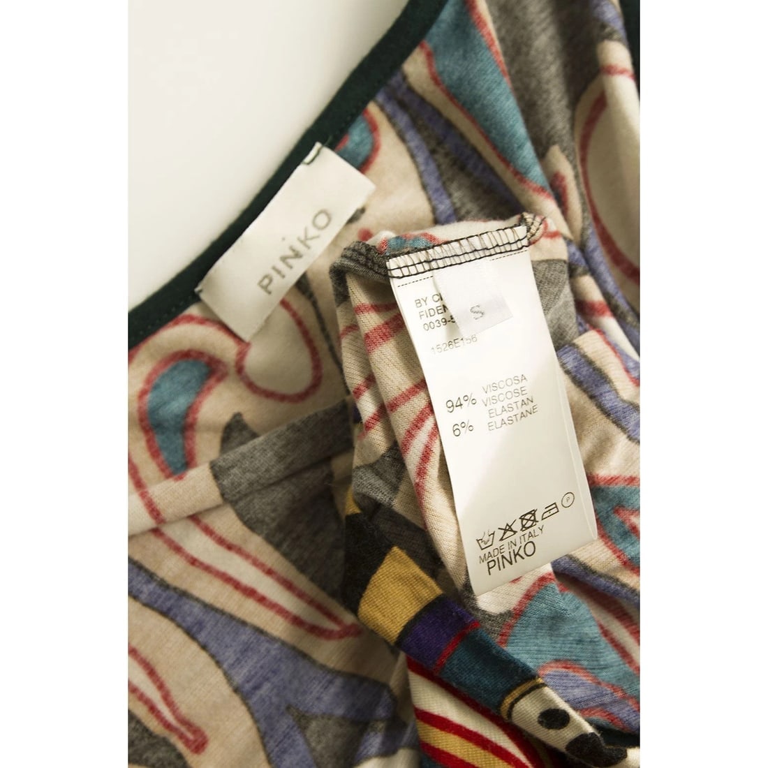 PINKO Caleidoscopic Printed Multicolored Viscose Longsleeve V neck Dress- Sz S - 5