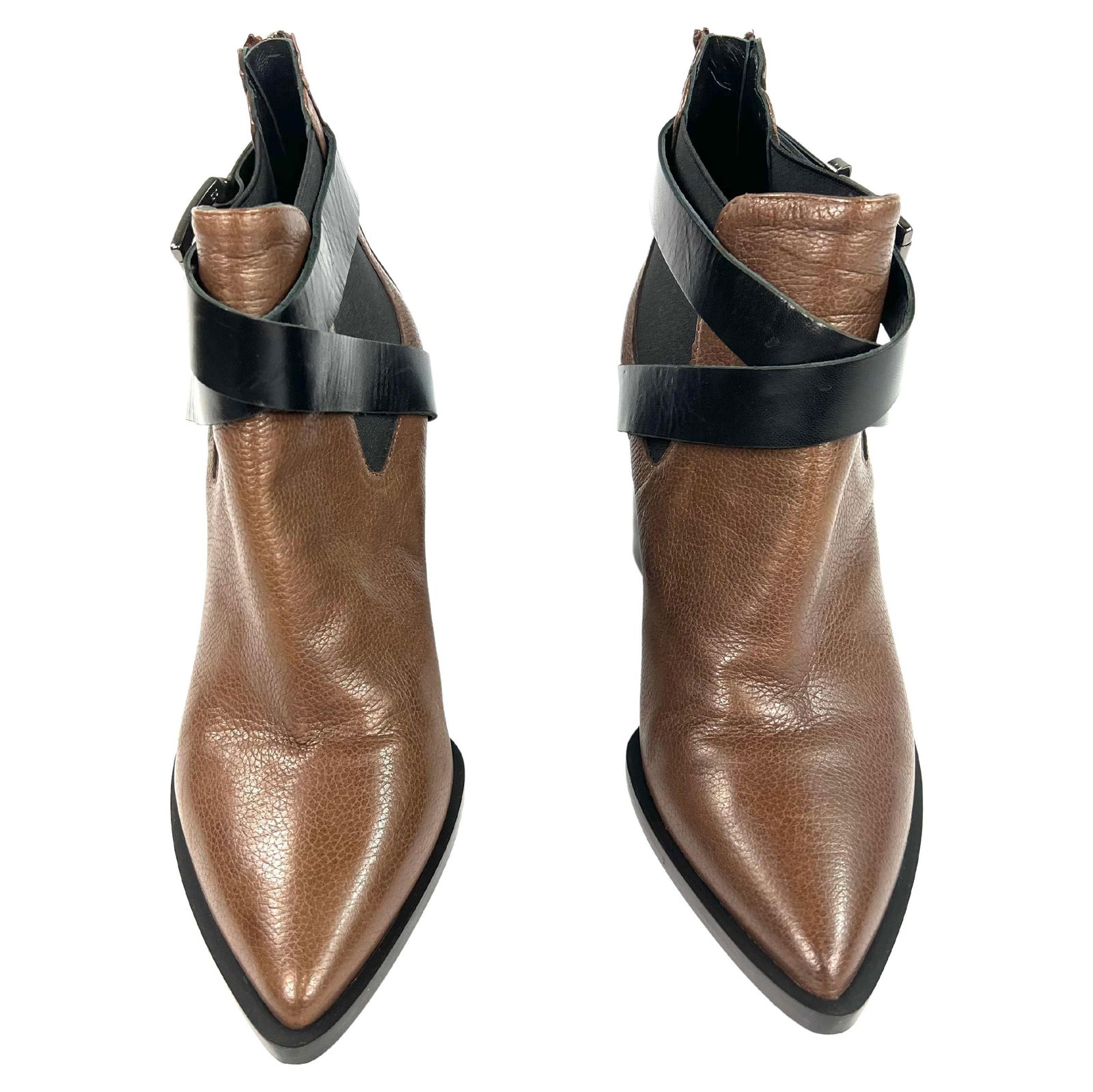 Giampaolo Viozzi Brown and Black Leather Western Ankle Boot, Size 39 - 14