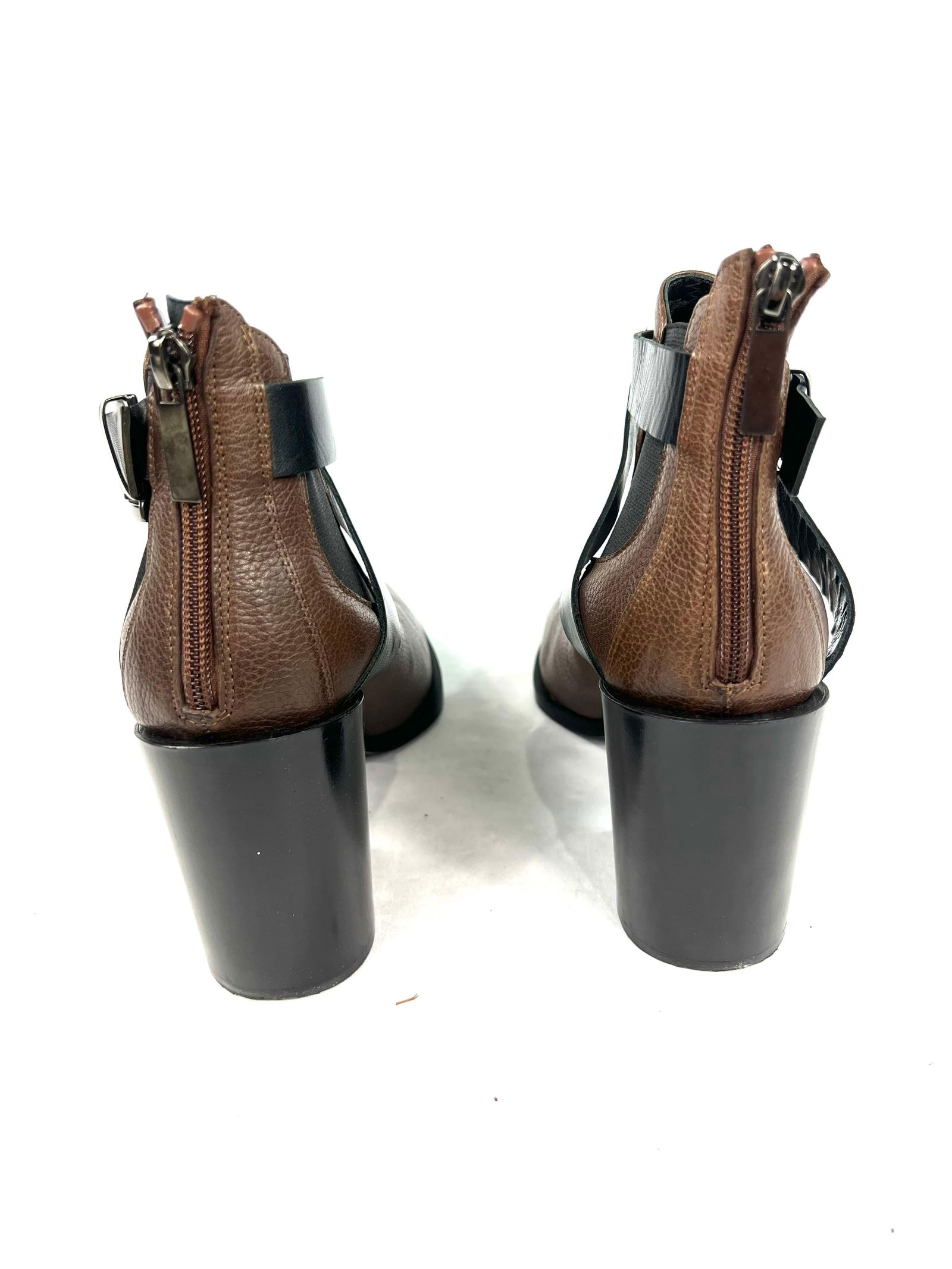 Giampaolo Viozzi Brown and Black Leather Western Ankle Boot, Size 39 - 17