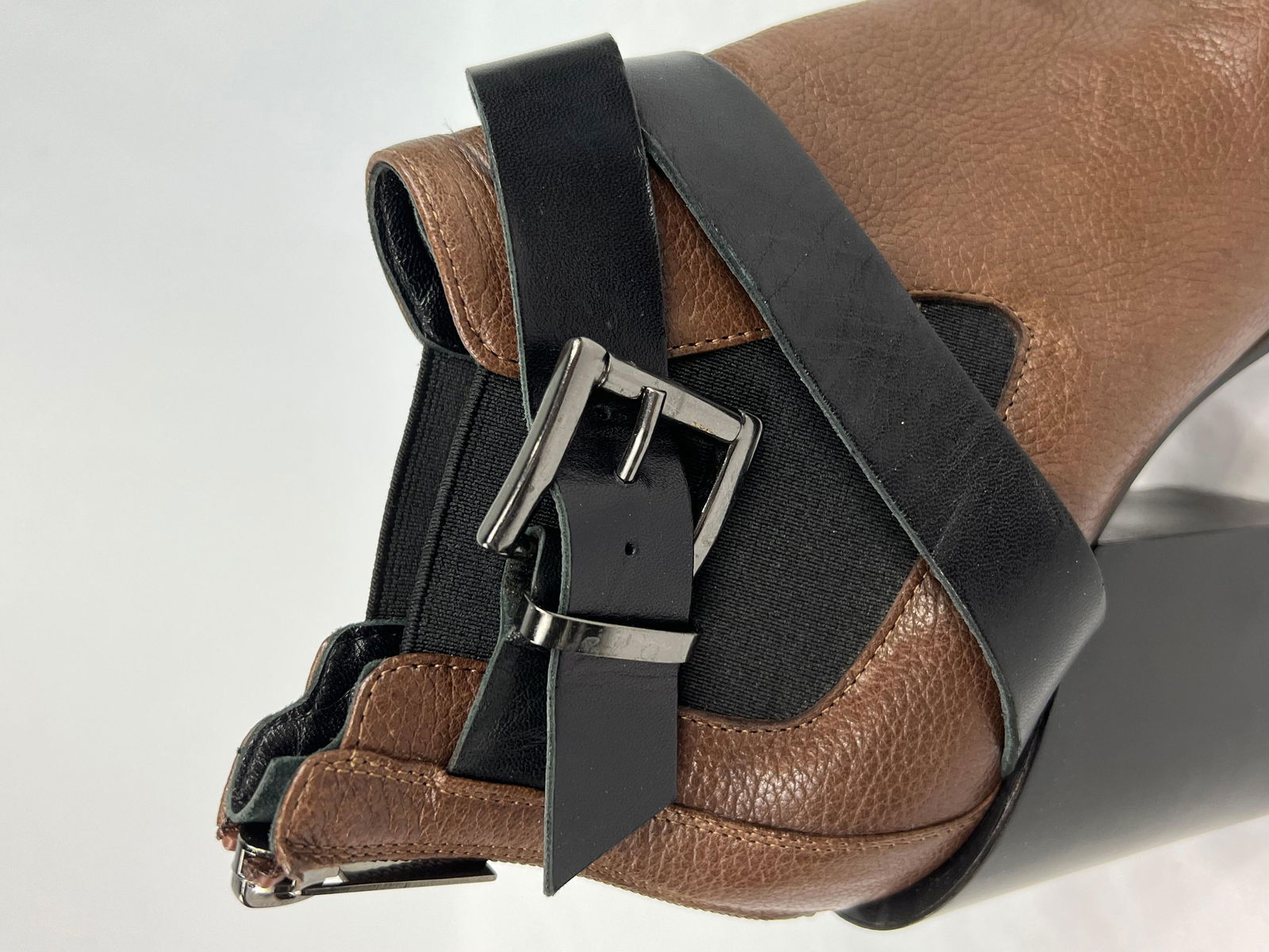 Giampaolo Viozzi Brown and Black Leather Western Ankle Boot, Size 39 - 3