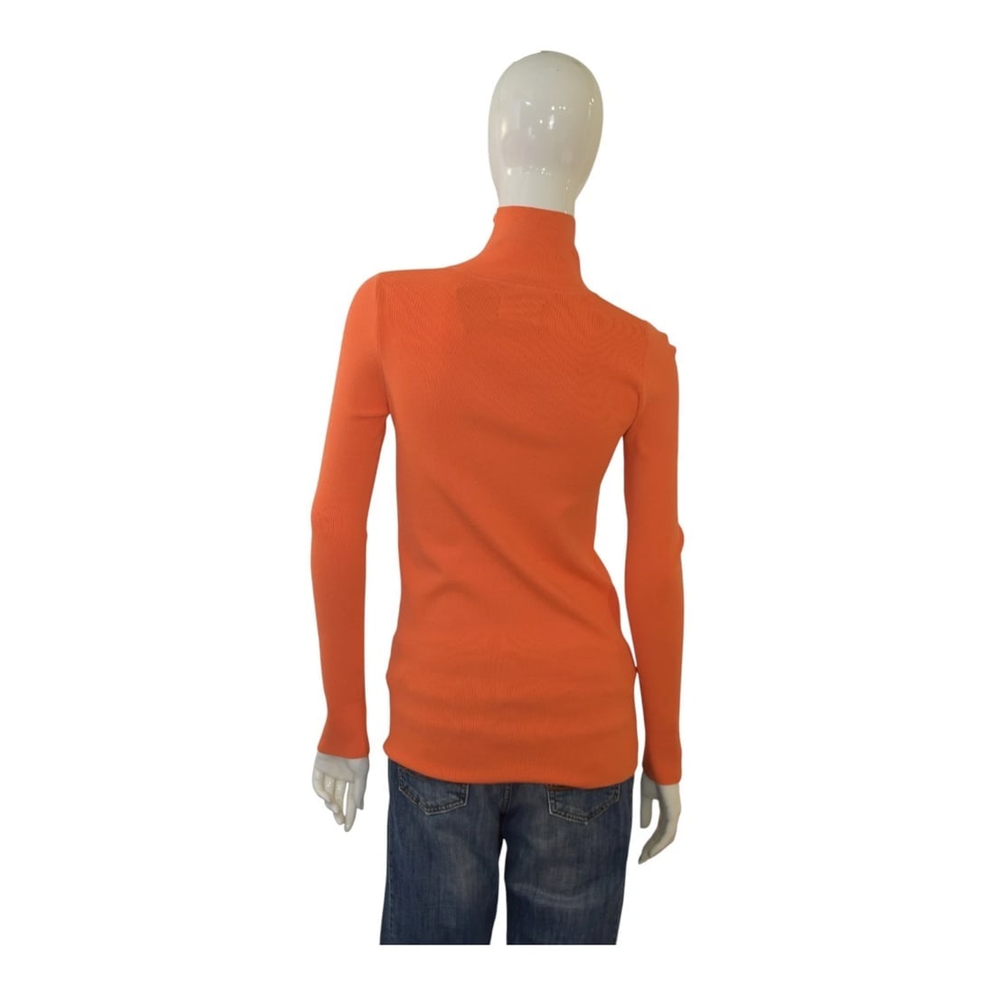 Barbour orange turtle neck long sleeve top blouse viscose size US 6 UK 10 EUR 36 - 2