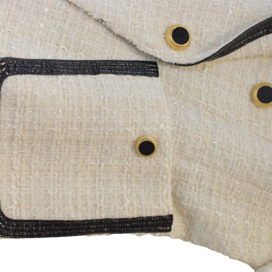 Veronica Beard Cream Tweed Bouclé Blazer with Black Trim – Made in USA, Size 10 - 7