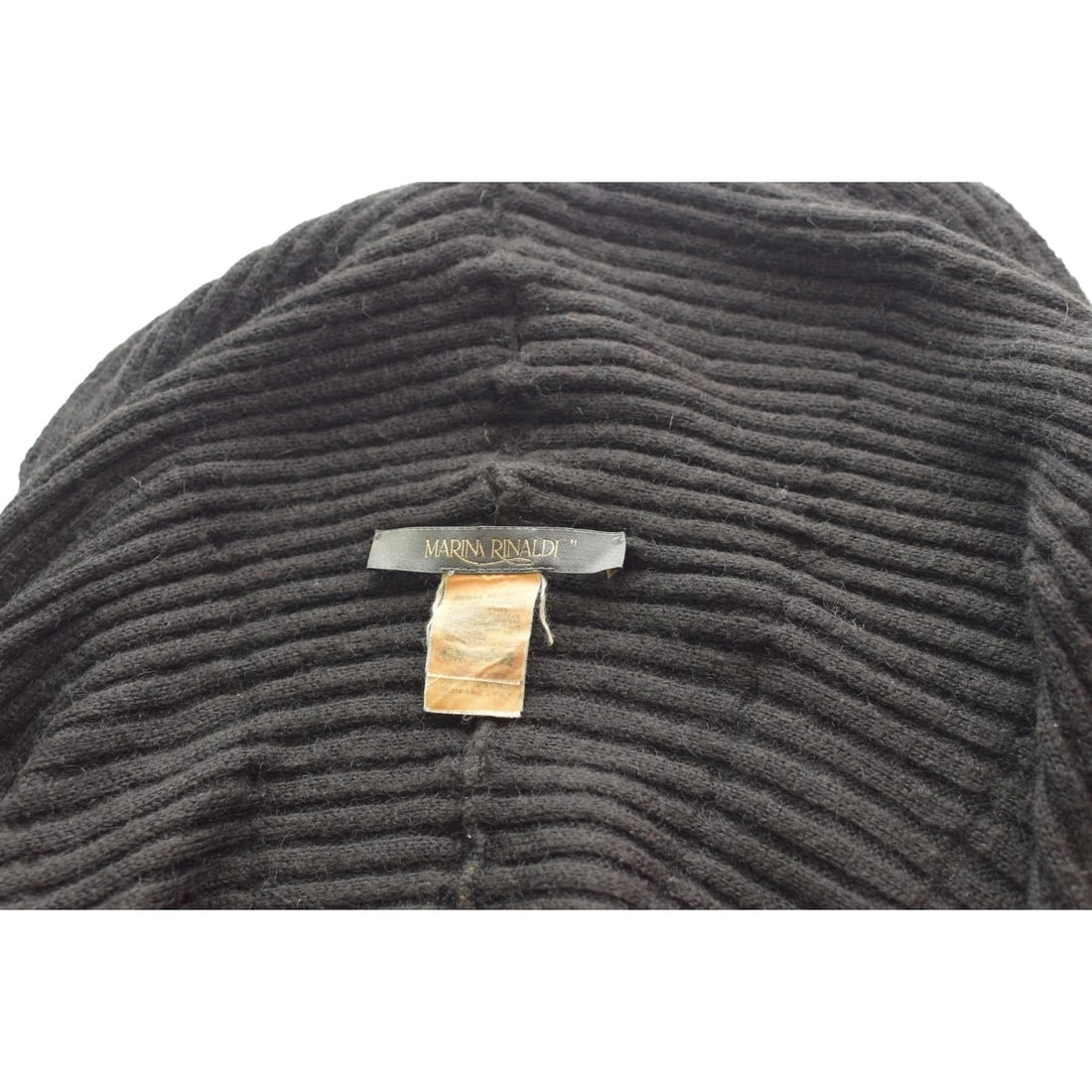 Marina Rinaldi Ribbed Wool Cardigan Sweater Black – Open Front – Size M –Italy - 3