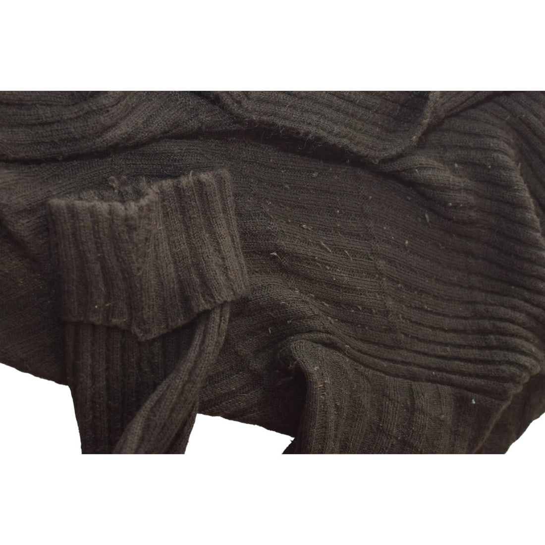 Marina Rinaldi Ribbed Wool Cardigan Sweater Black – Open Front – Size M –Italy - 5