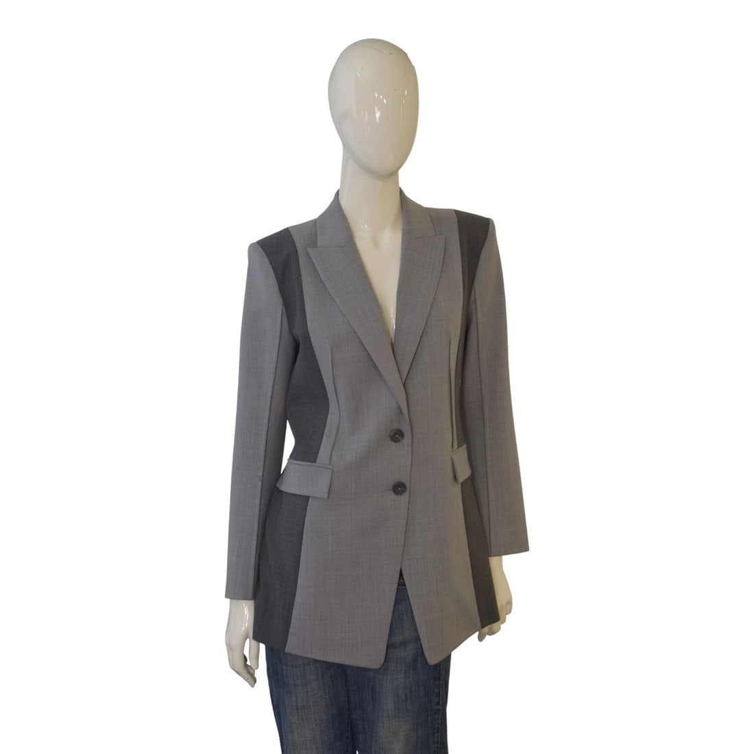 Patrizia Pepe Grey Virgin Wool Blazer & Pants Suit – Italian Designer, Size 44 - 4