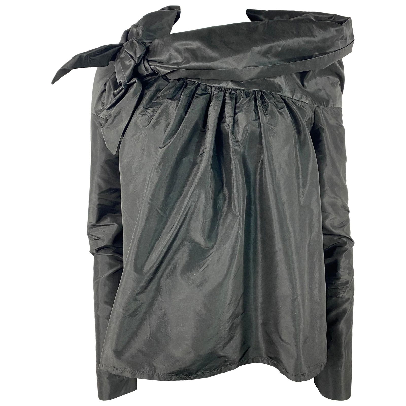 Isa Arfen Black Silk Long Sleeves Blouse Top, Size 8: Product details: The top features long sleeves, loose fit, asymmetrical collar with a bow detail designed by Isa Arfen. Reserve: $392.00 Shipping: Domestic: Flat-rate of $85.99 to anywhere w
