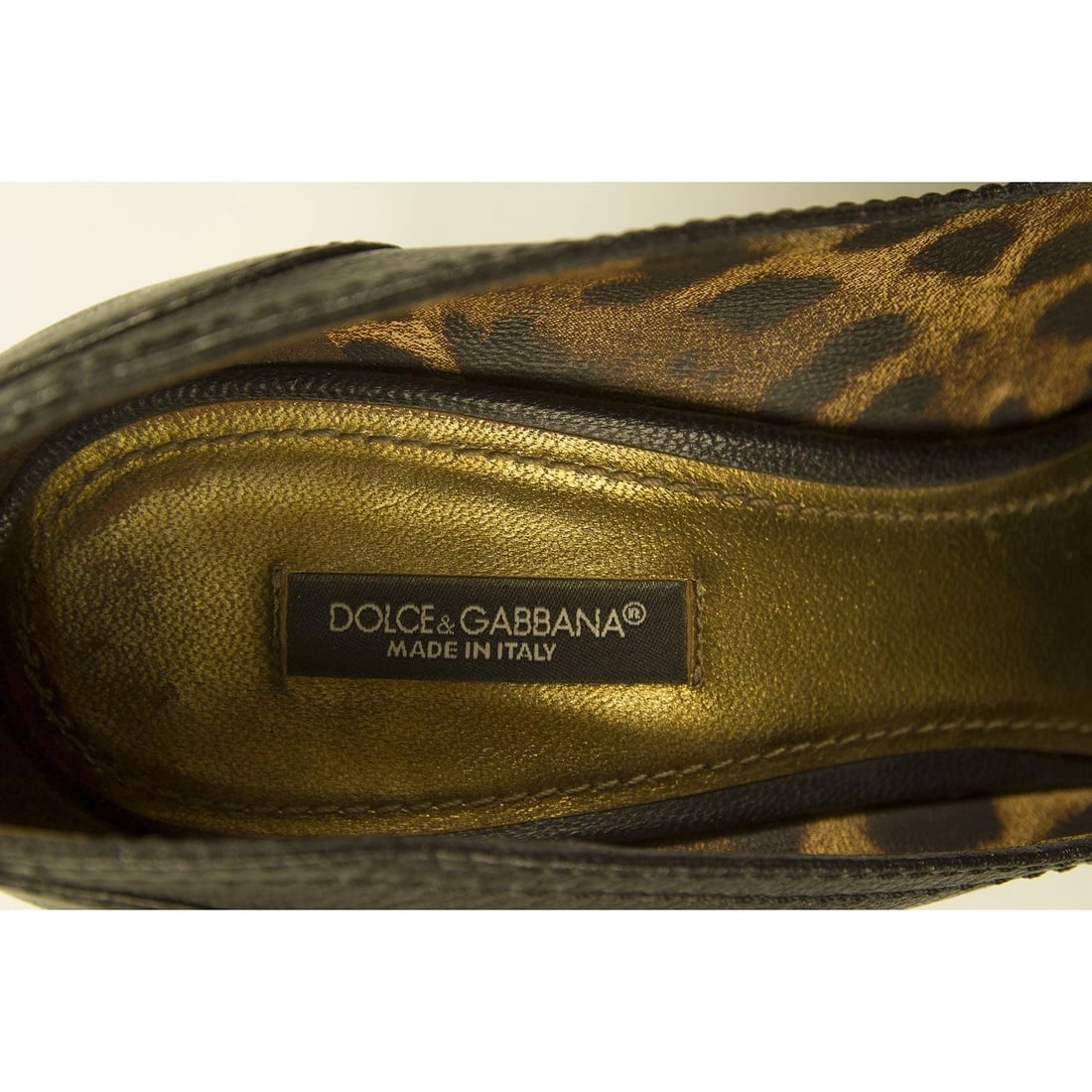 Dolce & Gabbana Dark Brown Leather Pumps Round Toe Wooden Heel sz 37,5 shoes - 8