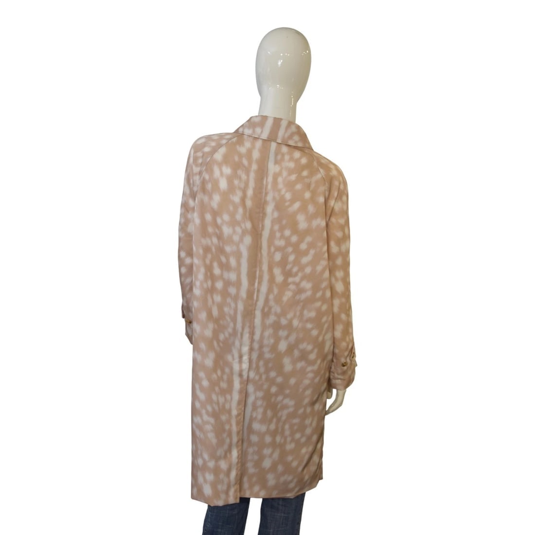 Burberry London Womens Lightweight Coat US 8 IT 42 Beige Deer Print Button Front - 2