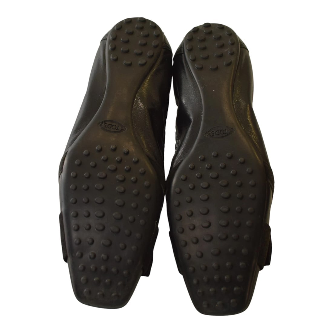TOD'S Gommino Black Suede Beaded Ballerinas Flat Elastic Shoes Rubber Soles 40 - 6