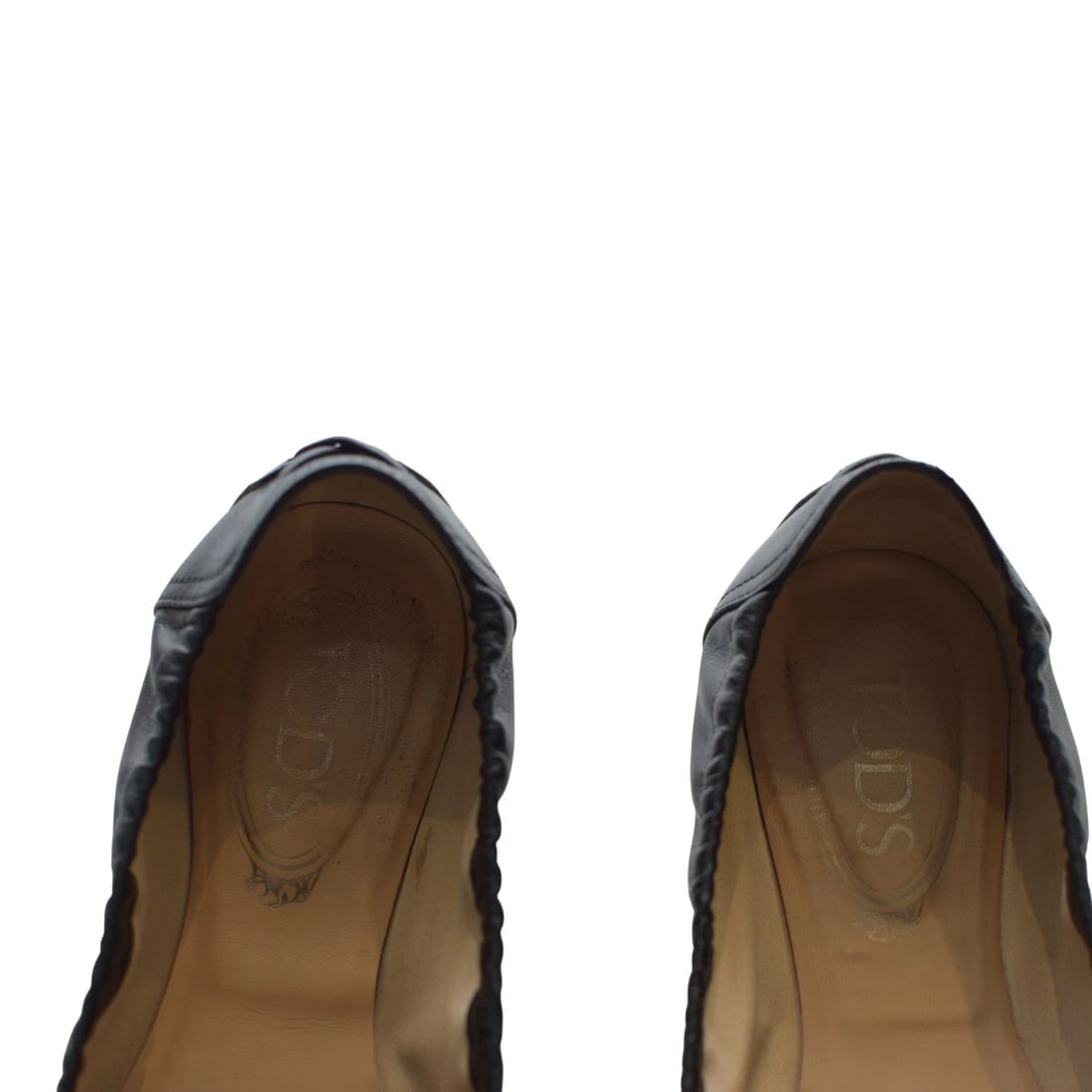 TOD'S Gommino Black Suede Beaded Ballerinas Flat Elastic Shoes Rubber Soles 40 - 8