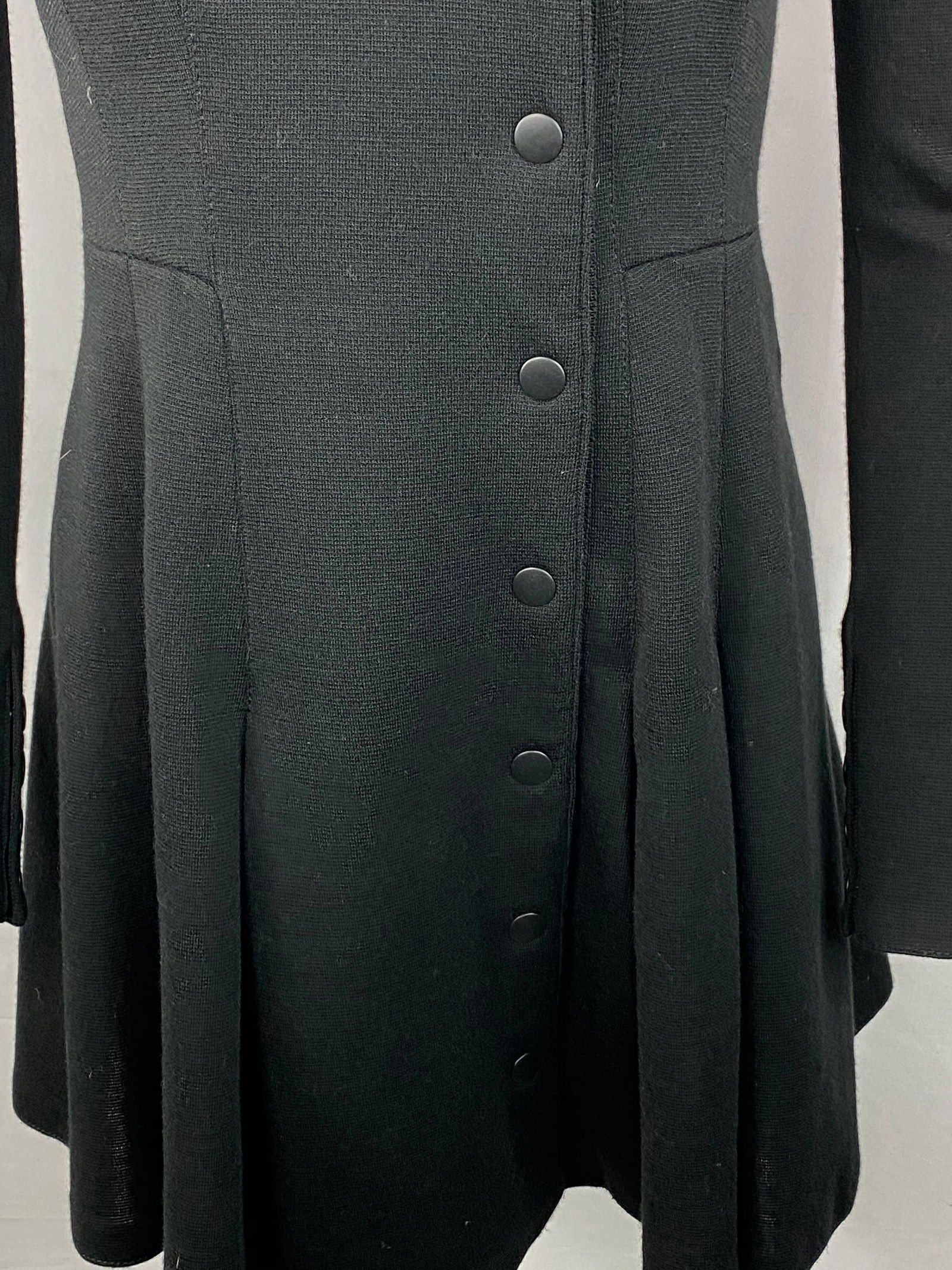 Proenza Schouler Black Wool Mini Coat Dress w/ Buttons Size 4 - 9