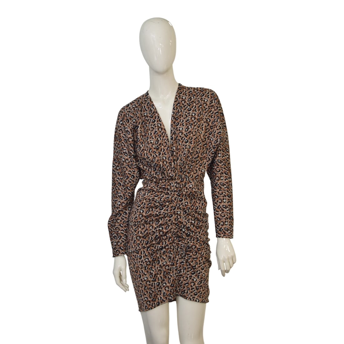 Devotion Leopard Print Bodycon Mini Dress Brown Black Long Sleeve Ruched V-Neck: Title:Devotion Leopard Print Bodycon Mini Dress Brown Black Long Sleeve Ruched V-NeckDescription:Devotion Leopard Print Bodycon Mini Dress Brown Black Long Sleeve Ruched V-Neck S Turn heads with this