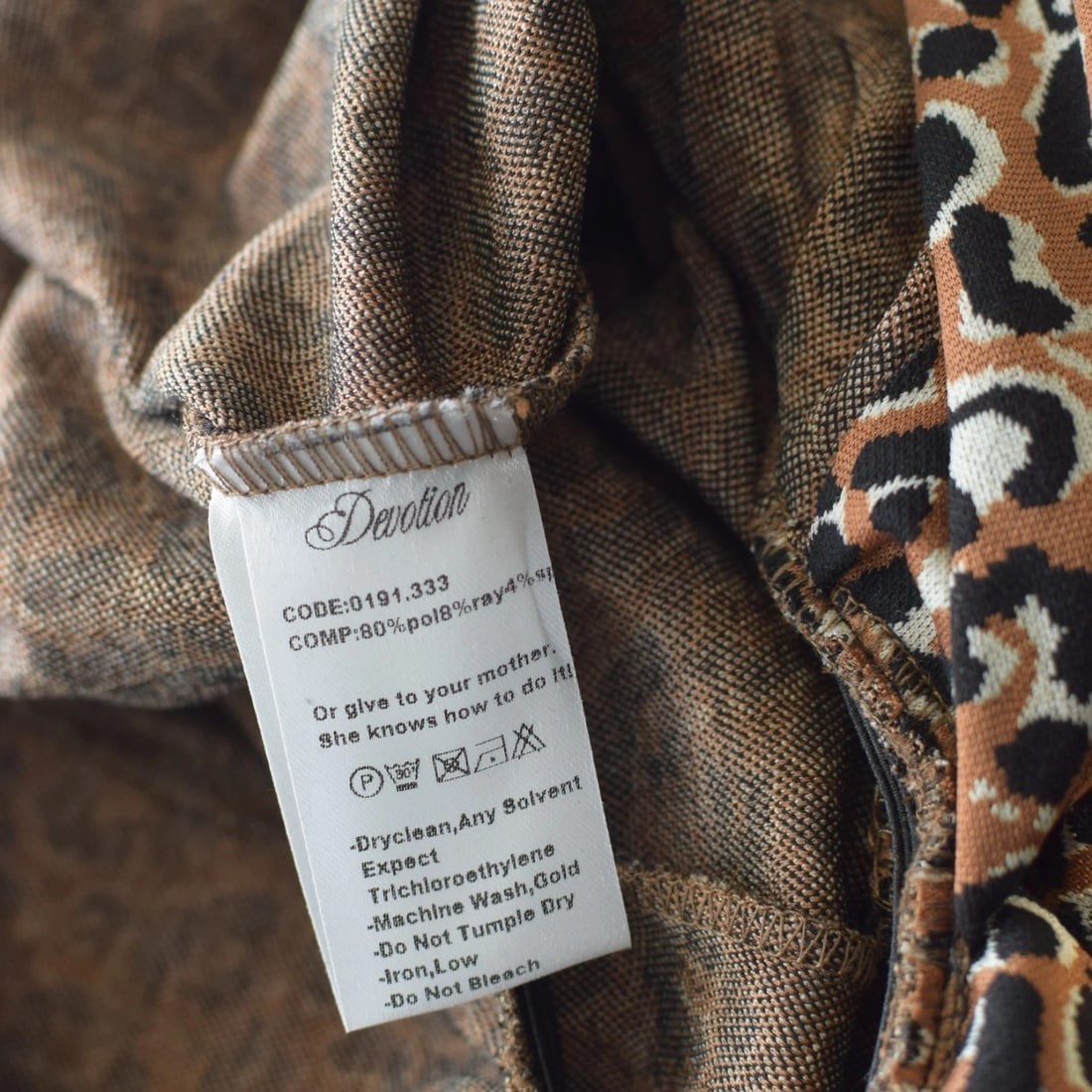 Devotion Leopard Print Bodycon Mini Dress Brown Black Long Sleeve Ruched V-Neck - 7
