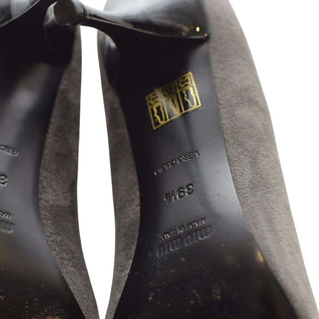 Miu Miu Bow Pumps – Gray Suede with Black Patent Leather Cap Toe size 39.5 - 8