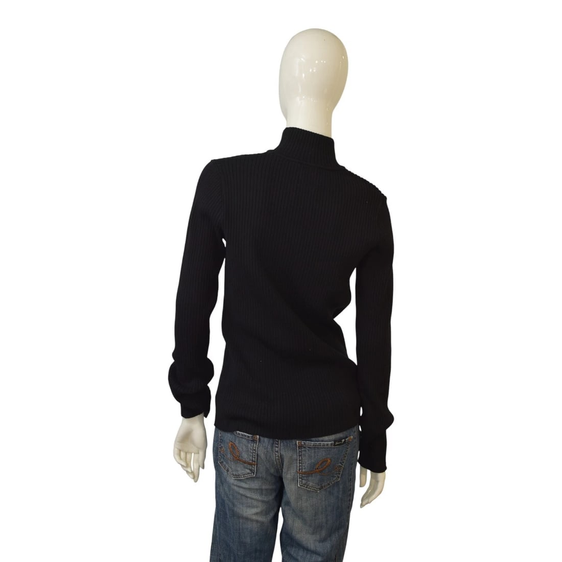 Pièces Uniques by Edmond Luu Black Ribbed High-Neck Sweater – Size L - 2