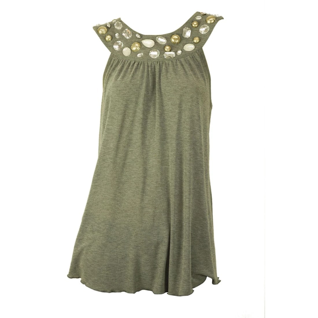 Blugirl Blumarine Romantic Gray Beaded Cami Tank Vest Sleeveless Top sz 42 - 6