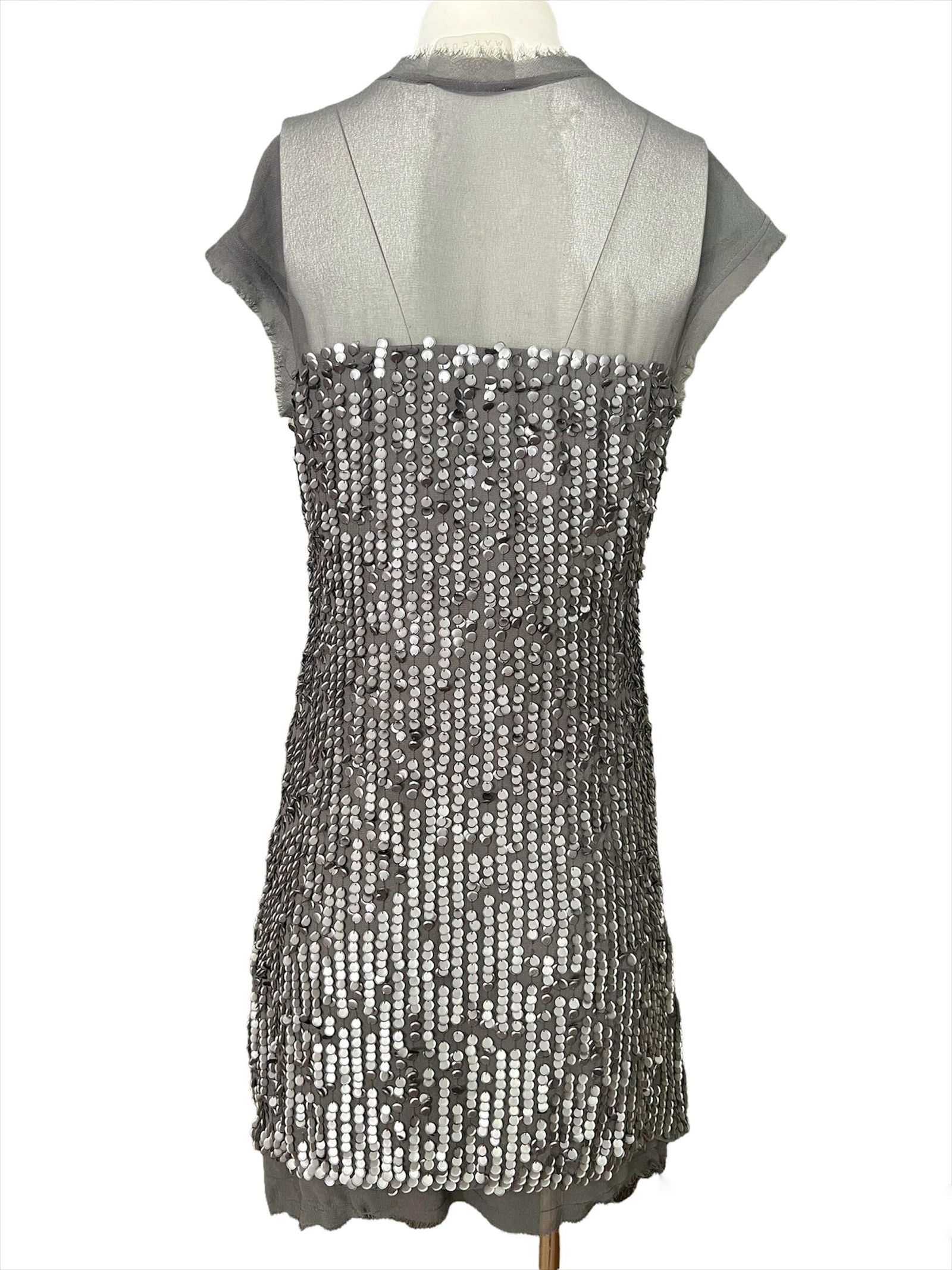 Madison Marcus Grey Sequin Mini Dress - 9