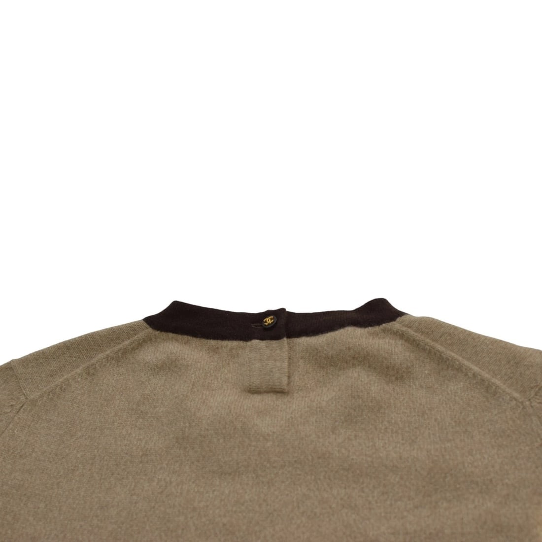 CHANEL Boutique Vintage Short Sleeve Knit Sweater Beige/Brown CC Button Size S - 7