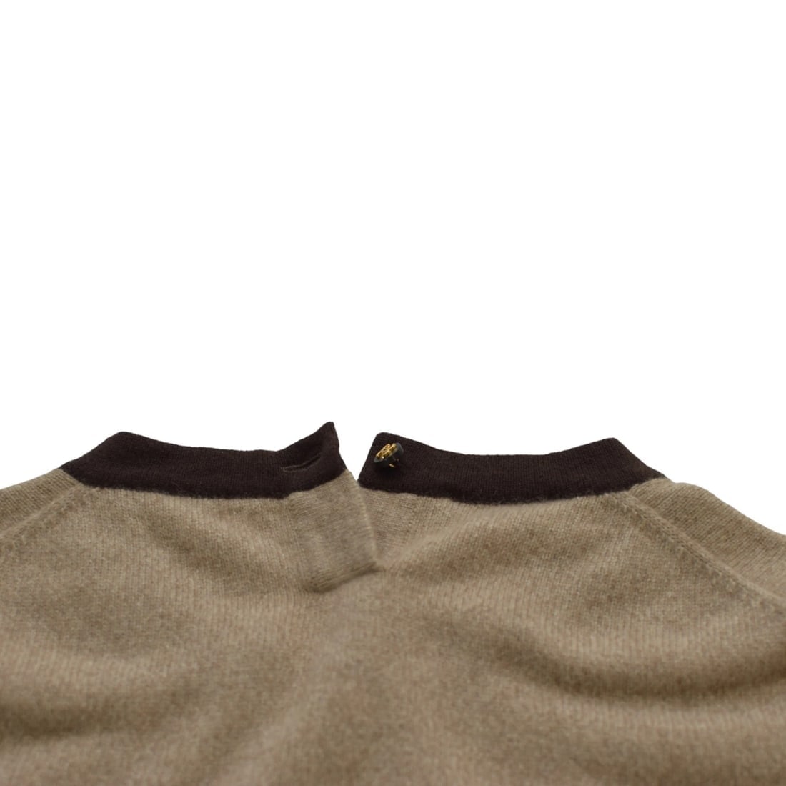 CHANEL Boutique Vintage Short Sleeve Knit Sweater Beige/Brown CC Button Size S - 9