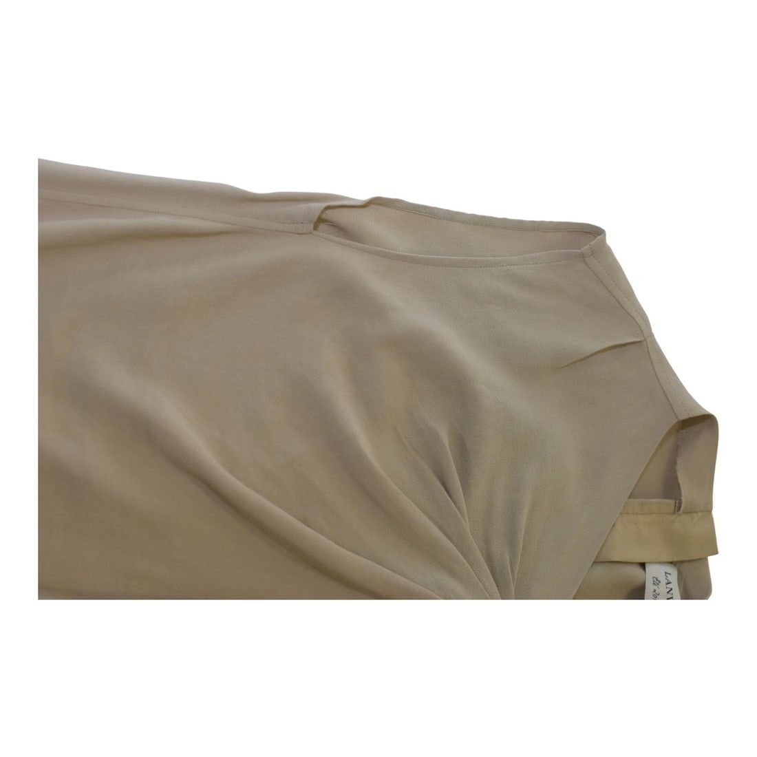 LANVIN ETE 2010 Beige Linen Blend Pleated Knot-detail Shoulder Summer Dress 38 - 5