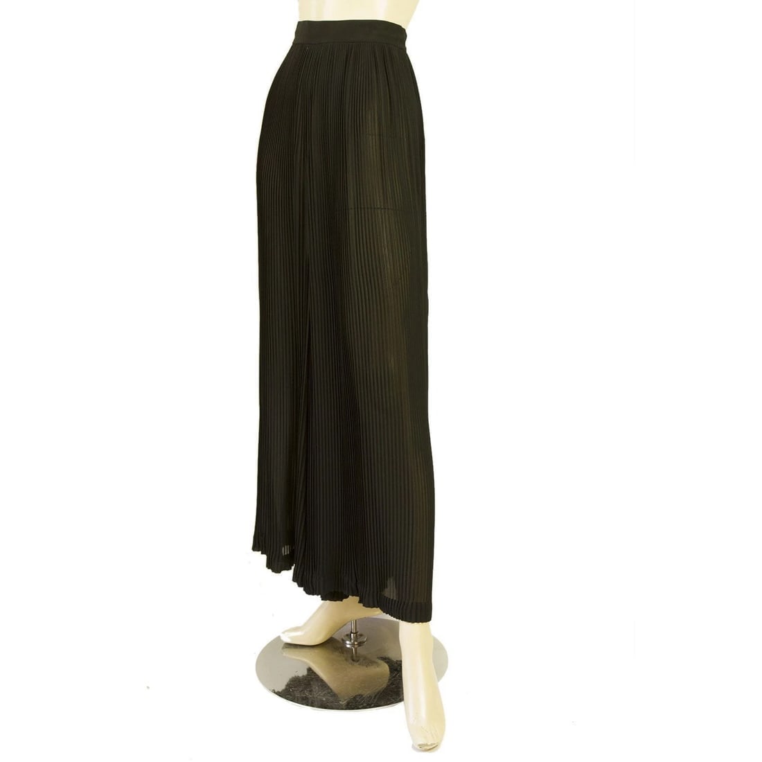 Ungaro Black Semisheer Small Pleats Formal Wide Leg Palazzo Trousers Pants sz 6 - 4